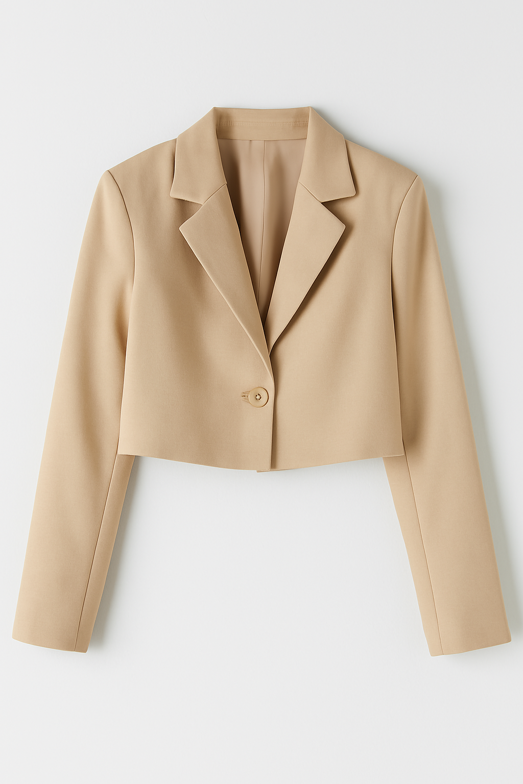 Cropped Blazer Set - Sandstone Elegance