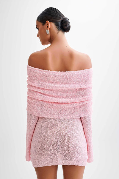 GlamAura Off-Shoulder Sparkle Dress