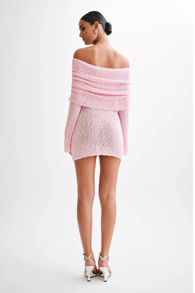 GlamAura Off-Shoulder Sparkle Dress