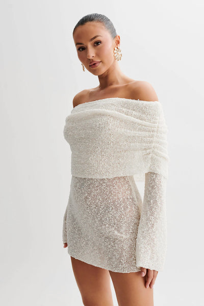 GlamAura Off-Shoulder Sparkle Dress