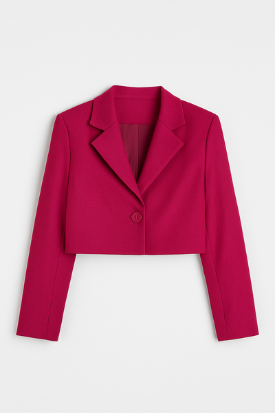 Cropped Blazer Set - Bold Berry Edition