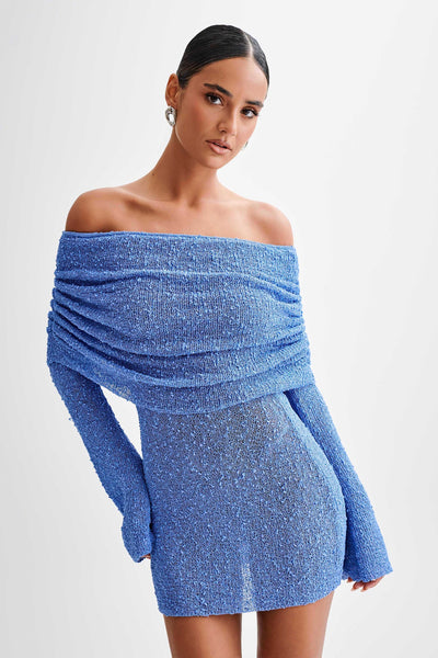 GlamAura Off-Shoulder Sparkle Dress