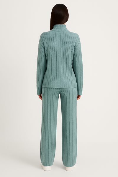 Ribbed Cosy Set mit Stehkragen